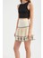 Kadın İşlemeli Yüksek Bel Volanlı Mini Etek Krem Doğal 13