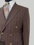 Kahverengi Çizgili Modern Fit Kruvaze Takım Elbise – Premium Collection 5