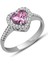 Gümüş Pembe Taşlı Kalpli Kadın Yüzük 1