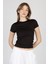 Kadın Bisiklet Yaka Temel Tişört Siyah 11