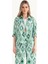 Kadın Dökümlü Kısa Kollu Saten Boho Gömlek Green 11