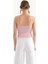 Kadın Dantel Detaylı V Yaka Kırpılmış Tank Top Pink 14