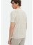 Bej Çizgili Bisiklet Yaka %100 Keten T-Shirt 6