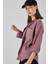 Kadın Bdart Cep Detaylı Oversize Düğmeli Keten Karışımlı Gömlek Purple 3