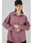 Kadın Bdart Cep Detaylı Oversize Düğmeli Keten Karışımlı Gömlek Purple 4