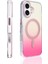 iPhone 17 Kılıf M-Safe Şarj Özellikli Transparan Renk Geçişli Nvg Toros Kapak - Rose Pembe 7