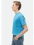 Turkuaz Düz Bisiklet Yaka %100 Pamuk T-Shirt 8