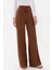 Kadın Geniş Paça Lastikli Jersey Pantolon Kestane Kahvesi 17