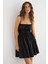Kadın Bağlamalı Detaylı Pamuk Mini Elbise Siyah 11