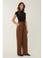 Kadın Lastikli Geniş Paça Pantolon Brown 8