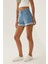 Kadın Kıvrık Paça Mom Fit Şort Maya Mavisi 12