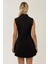 Kadın Yüksek Yaka Siyah Mini Elbise Black 15