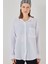 Kadın Bdart Cep Detaylı Oversize Düğmeli Keten Karışımlı Gömlek White 3