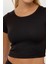 Kadın Örme Crop Bluz & Lastikli Pantolon Takım Siyah 18
