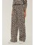 Kadın Leopar Desenli Düz Kesim Pantolon Brown 13