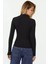 Kadın Slim Fit Turtleneck Uzun Kollu Yumuşak Viskon Üst Black 5
