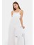 Kadın Düğmeli Ön Geniş Paça Tulum White 7
