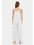 Kadın Düğmeli Ön Geniş Paça Tulum White 9
