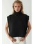 Kadın Rahat Kalıp Yüksek Yakalı Triko Süveter Siyah 9