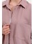 Kadın Bdart Cepli Oversize Düğmeli Keten Karışımlı Gömlek Pink 3