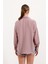 Kadın Bdart Cepli Oversize Düğmeli Keten Karışımlı Gömlek Pink 4