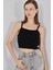 Kadın Bdart Kare Yaka Ribana Örgü Crop Top Black 3