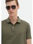 Haki Düz Polo Yaka %100 Pamuk T-Shirt 8