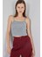 Kadın Bdart Kare Yaka Ribana Örgü Crop Top Grey 1