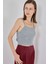 Kadın Bdart Kare Yaka Ribana Örgü Crop Top Grey 3