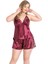 Büyük Beden Bordo Saten Babydoll Şort Takımı 1