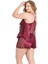 Büyük Beden Bordo Saten Babydoll Şort Takımı 2