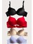 Siyah-Beyaz-Kırmızı-Ten 4'lü Dolgulu Push Up Micro Balenli Günlük Tek Destekli Sütyen 3