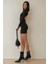 Kadın Sırtı Açık Bodycon Mini Elbise Siyah 14