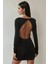 Kadın Sırtı Açık Bodycon Mini Elbise Siyah 15