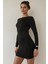 Kadın Sırtı Açık Bodycon Mini Elbise Siyah 17