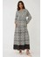 Kadın Gömlek Yaka Desenli Modest Elbise Black 13
