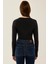 Kadın V Yaka Uzun Kollu Slim Fit Bodysuit Black 15