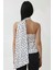 Kadın Asimetrik Yaka Saten Baskılı Puantiyeli Bluz White 15
