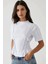Kadın Fitted Bisiklet Yaka Tişört Beyaz 13