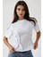 Kadın Fitted Bisiklet Yaka Tişört Beyaz 14