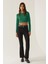 Kadın Slim Fit Örme Crop Bluz Green 13