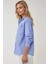 Kadın Regular Fit Uzun Kollu Keten Karışımlı Gömlek Blue 13
