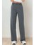 Kadın Beli Kopçalı Dokuma Pantolon Gri 13