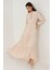Kadın Düğmeli Desenli Kısa Modest Elbise Natural 15