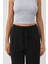 Kadın Wide Leg Beli Lastikli Dokulu Örme Pantolon Black 14