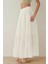 Kadın Keten Yüksek Bel Maksi Etek White 17