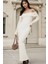 Kadın Omzu Açık Bodycon Ribana Maxi Elbise Natural 9