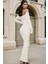 Kadın Omzu Açık Bodycon Ribana Maxi Elbise Natural 11
