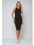 Kadın Halter Yaka Fitilli Mini Bodycon Örme Elbise Black 12