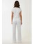 Kadın Rahat Kesim Wide Leg Dokulu Örme Pantolon White 16